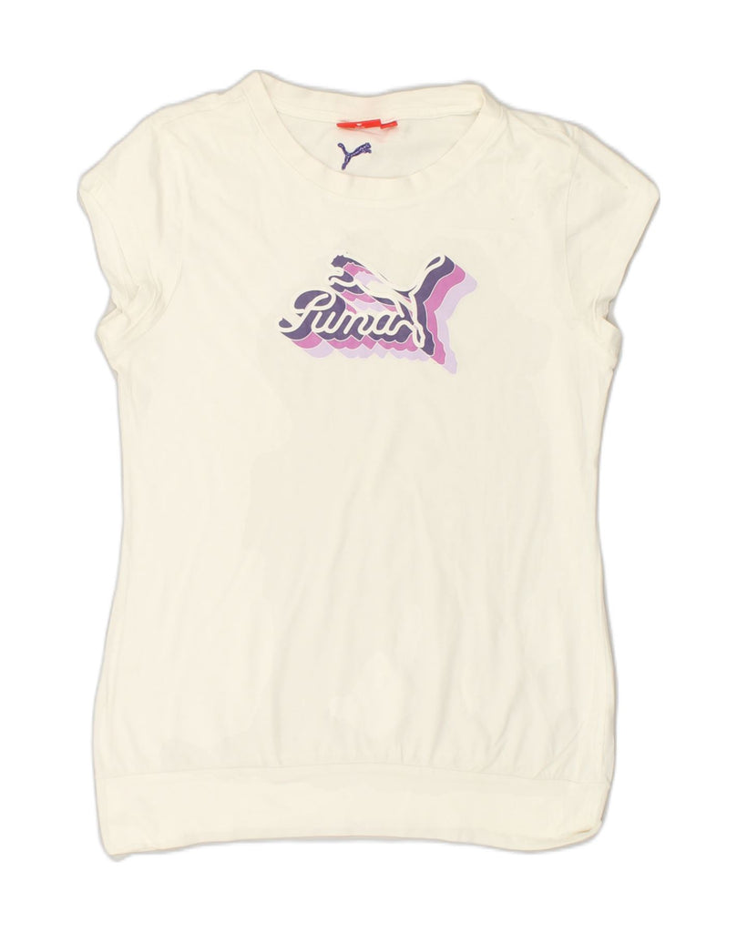 PUMA Girls Graphic T-Shirt Top 15-16 Years White | Vintage Puma | Thrift | Second-Hand Puma | Used Clothing | Messina Hembry 