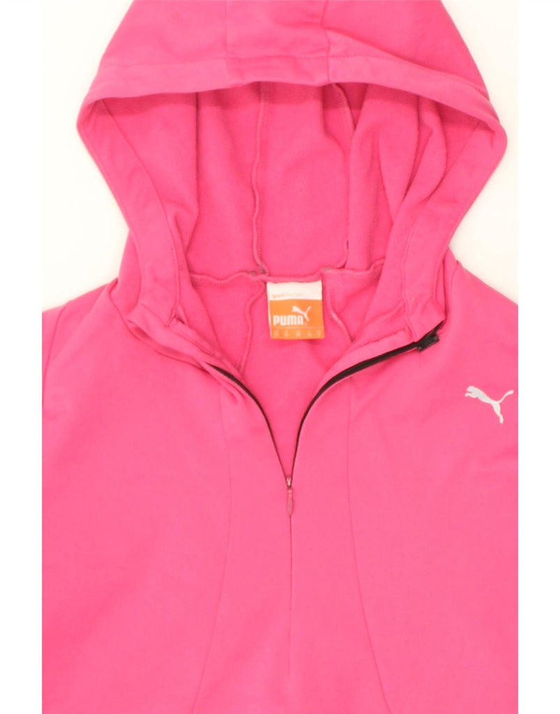 PUMA Womens Zip Neck Hoodie Jumper UK 8 Small Pink Polyester | Vintage Puma | Thrift | Second-Hand Puma | Used Clothing | Messina Hembry 