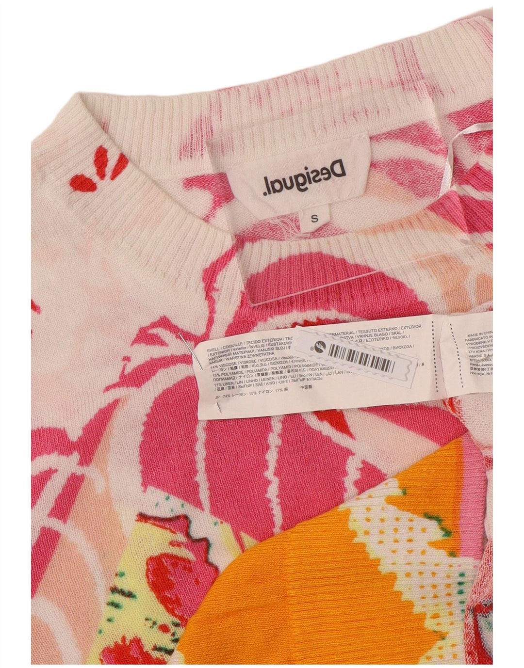 Desigual Womens Crew Neck Jumper Sweater UK 10 Small Multicoloured Floral