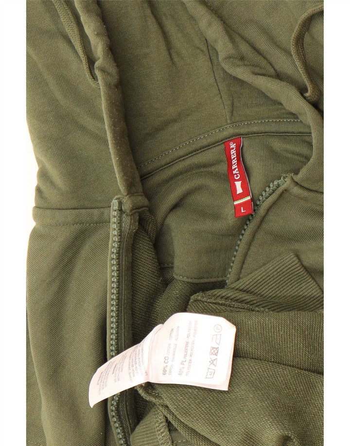 Carrera Mens Zip Hoodie Sweater Large Green Cotton