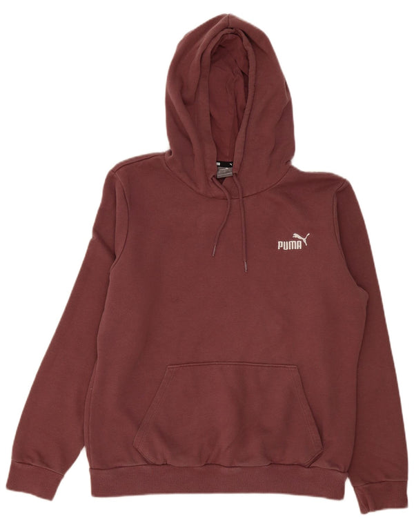 Puma Womens Hoodie Jumper UK 16 Large Burgundy Cotton