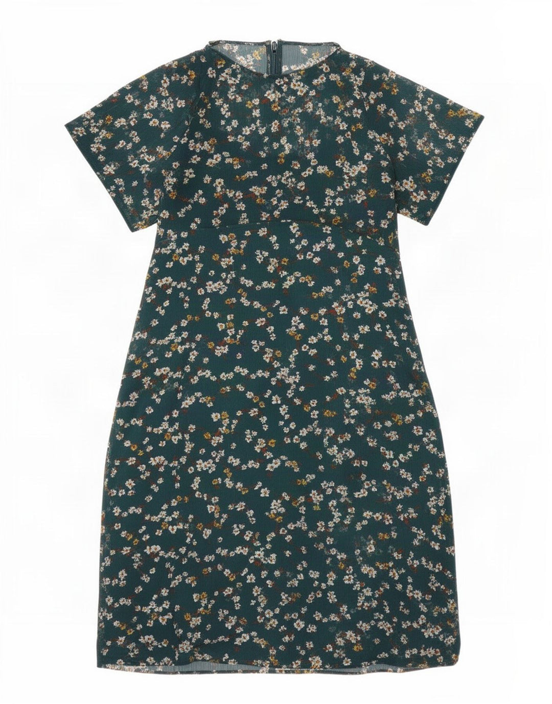 Marks & Spencer Womens A-Line Dress UK 10 Small Green Floral Polyester