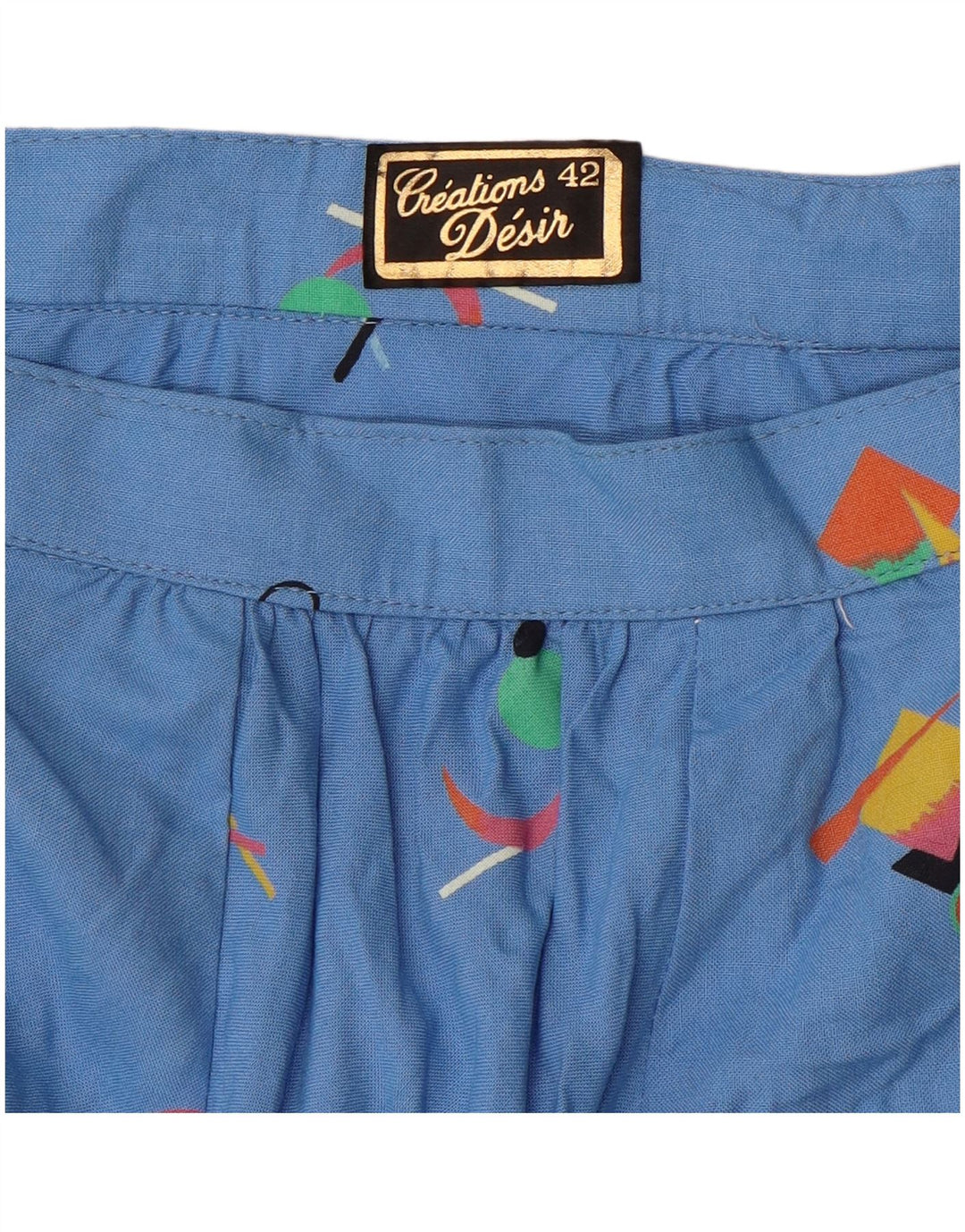 VINTAGE Womens High Waist A-Line Skirt IT 42 Medium W24 Blue Geometric