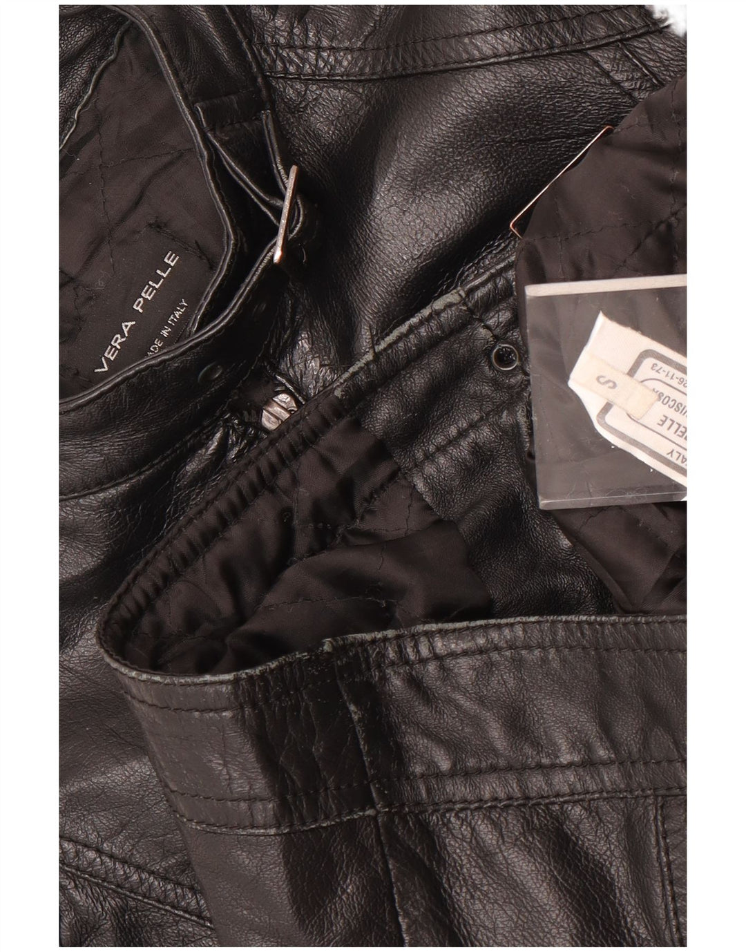 Vintage Womens Crop Leather Biker Jacket UK 10 Small Black Leather
