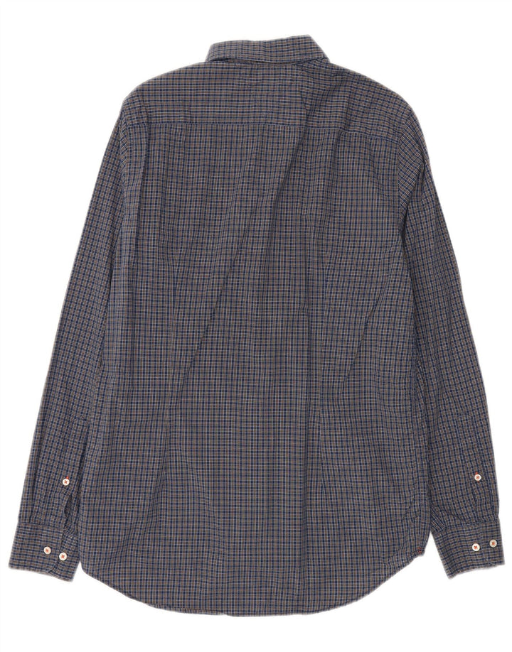 Tommy Hilfiger Mens Slim Fit Shirt Large Navy Blue Check Cotton