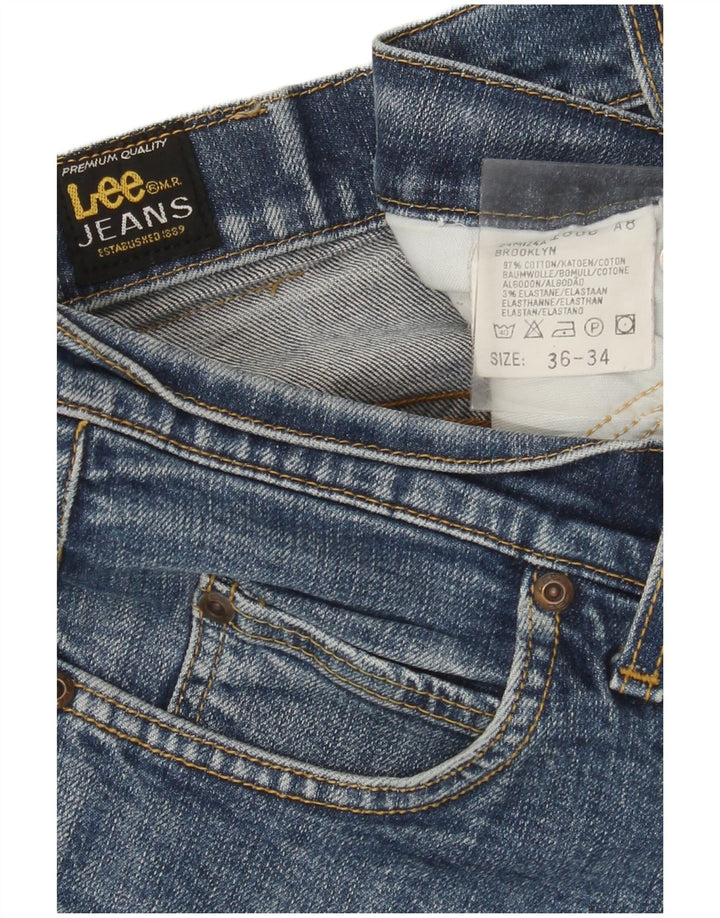 LEE Mens Brooklyn Straight Jeans W36 L34 Blue Cotton