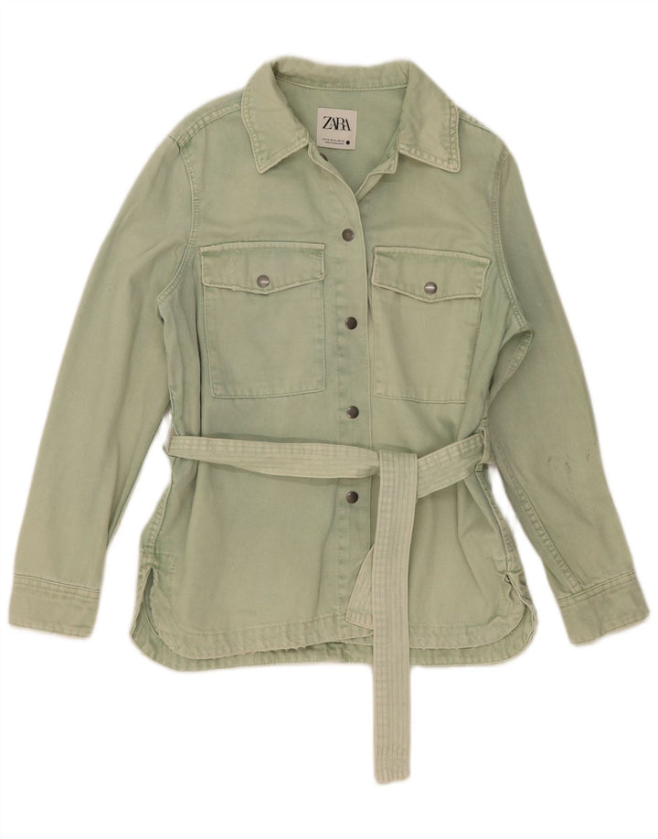 Zara Womens Oversized Denim Jacket UK 6 XS Green