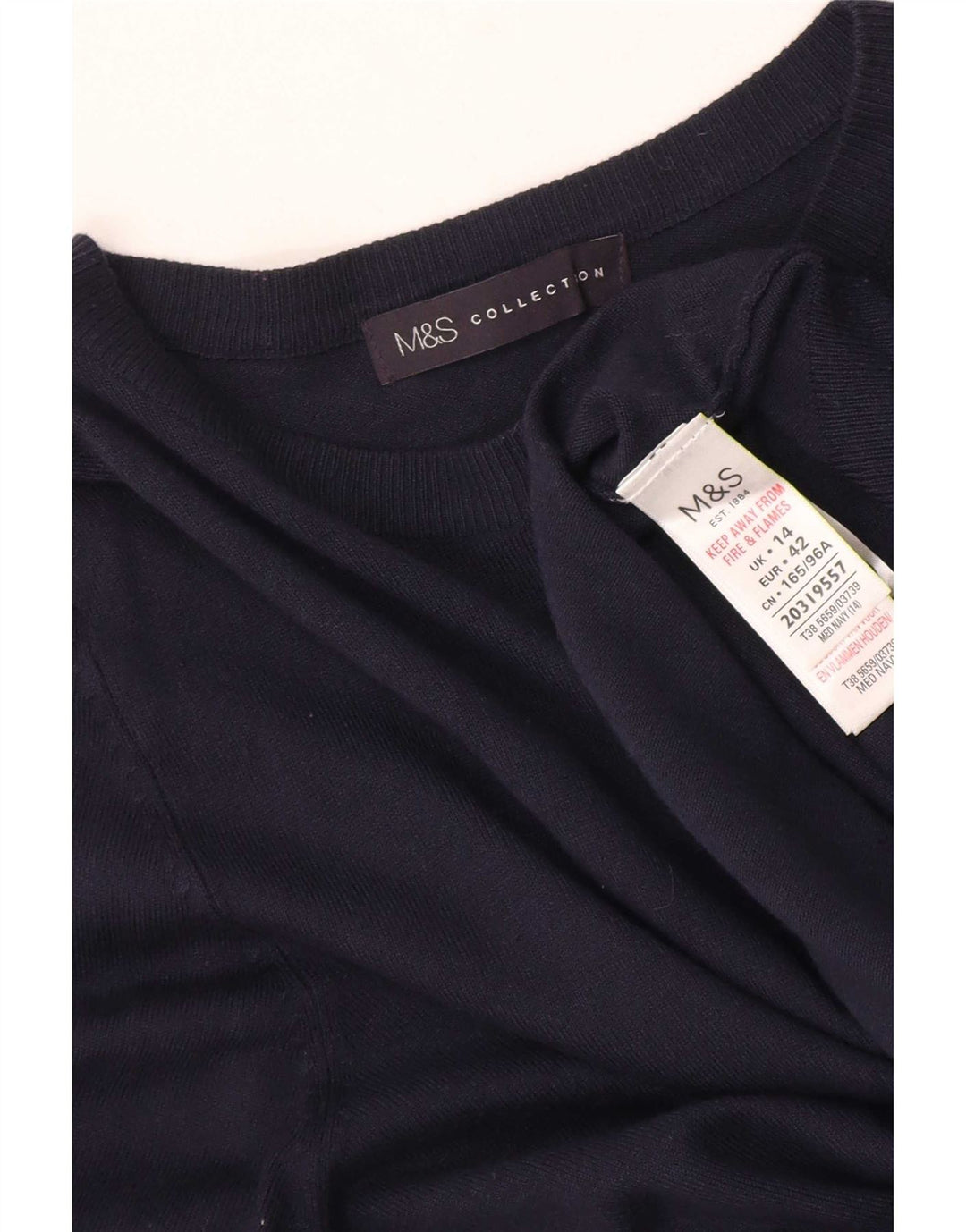 Marks & Spencer Womens Cardigan Sweater UK 14 Large Navy Blue Viscose