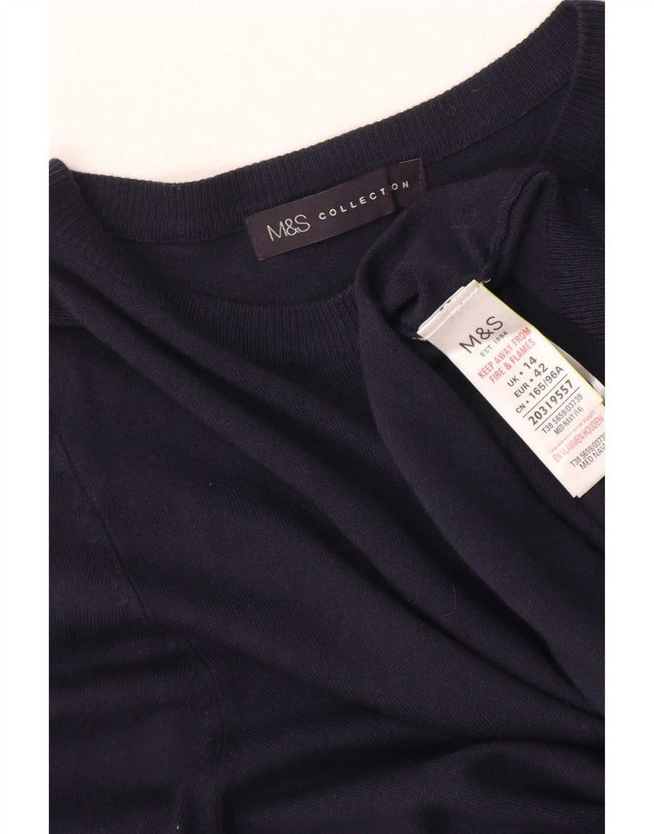 Marks & Spencer Womens Cardigan Sweater UK 14 Large Navy Blue Viscose