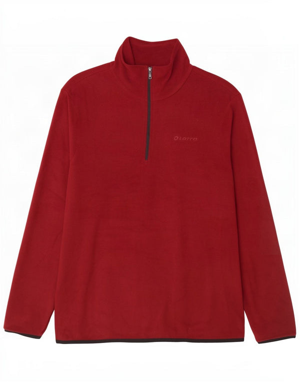 Lotto Mens Zip Neck Fleece Jumper XL Burgundy
