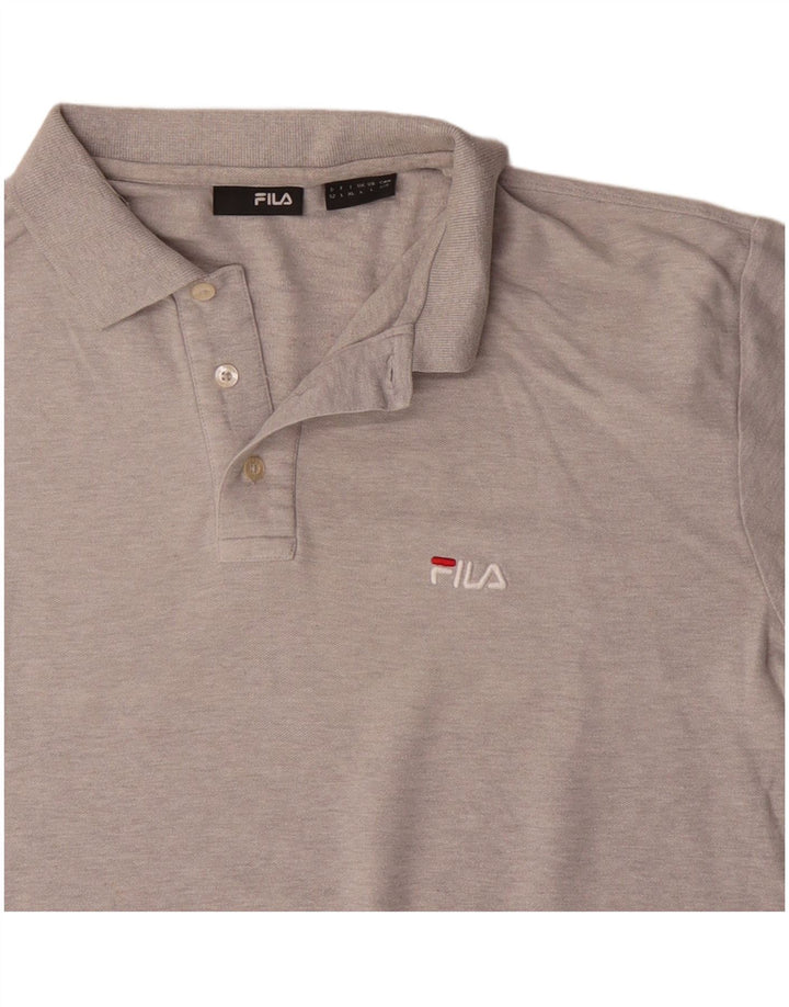 Fila Mens Polo Shirt Large Grey Cotton