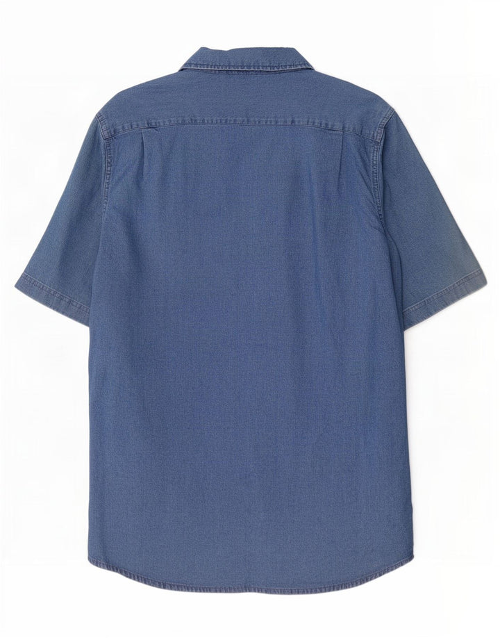 Wrangler Mens Short Sleeve Denim Shirt Medium Blue Cotton