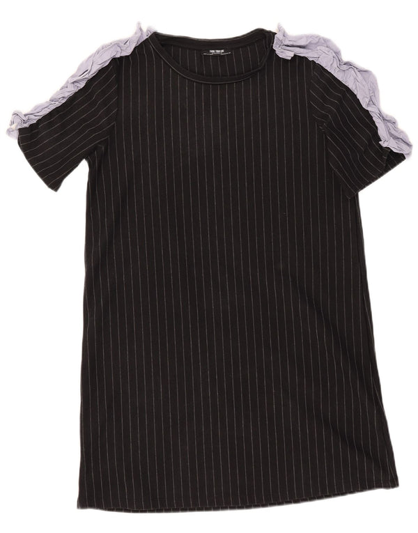 Zara Womens T-Shirt Dress UK 12 Medium Black Pinstripe