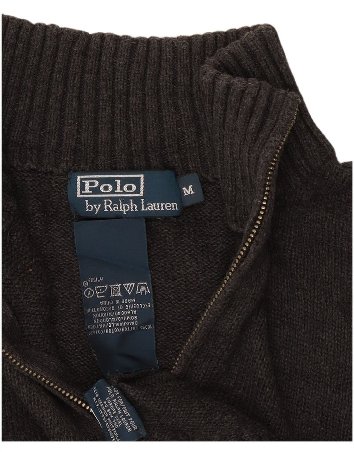 Polo Ralph Lauren Mens Zip Neck Jumper Sweater Medium Grey Cotton