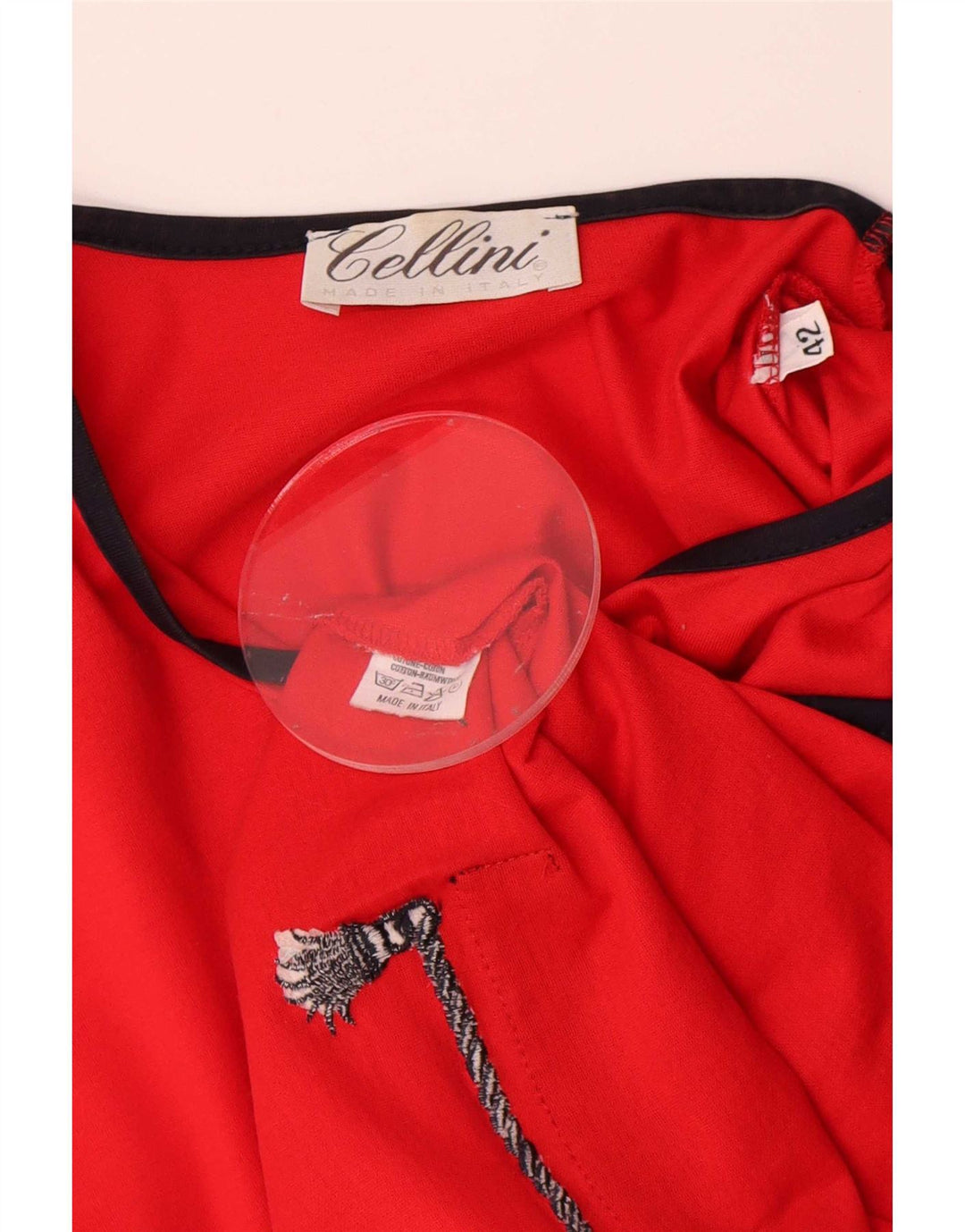 Cellini Womens Short Sleeve Shirt Blouse IT 42 Medium Red Colourblock