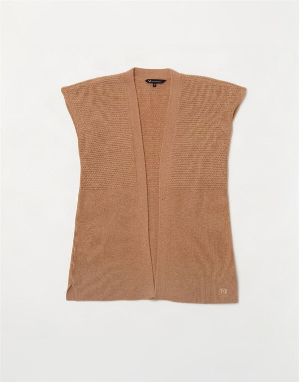 Crew Clothing Womens Sleeveless Open Cardigan Sweater UK 14 Medium Beige
