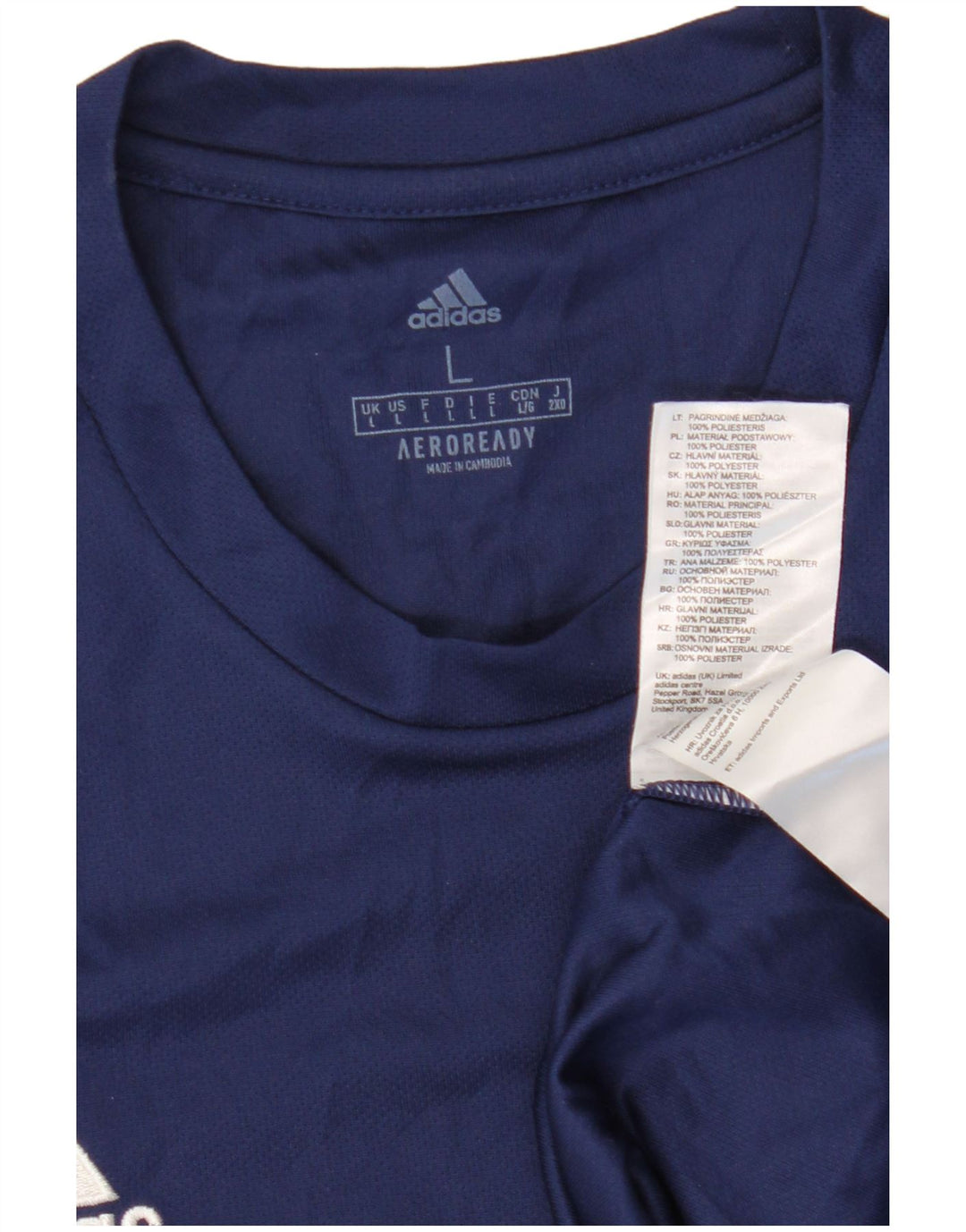 Adidas Mens Aeroready T-Shirt Top Large Navy Blue Polyester