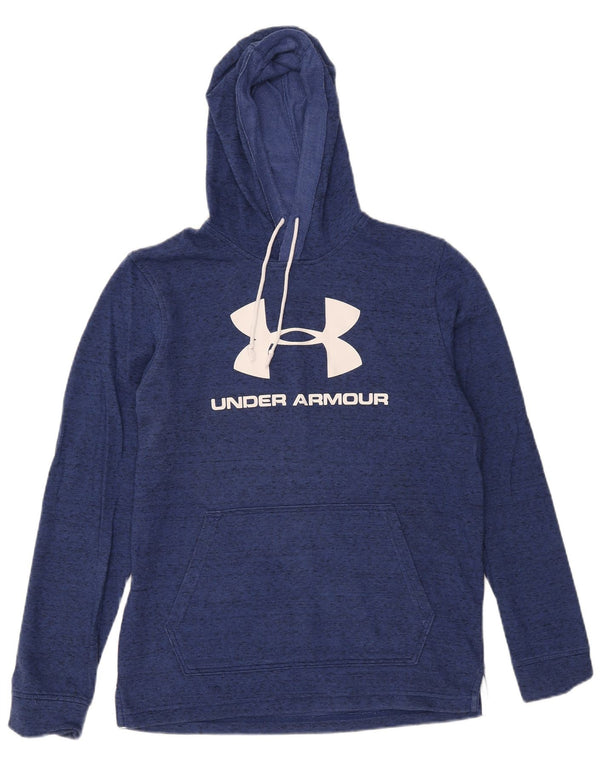 Under Armour Mens Graphic Hoodie Jumper Medium Navy Blue Flecked Cotton