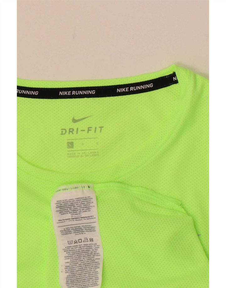Nike Mens Dri Fit Running T-Shirt Top Large Green Polyester