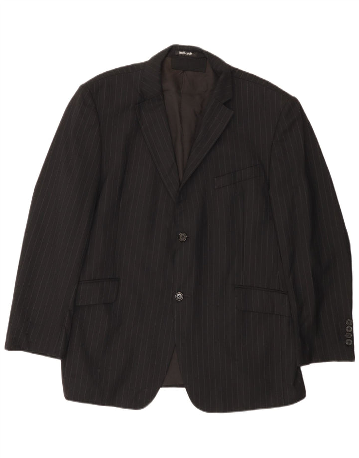 PIERRE CARDIN Mens 2 Button Blazer Jacket UK 38 Medium Black Pinstripe