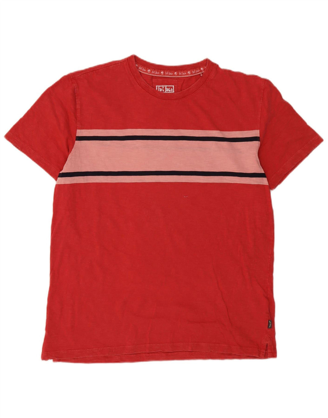 Fat Face Mens T-Shirt Top Large Red Colourblock Cotton