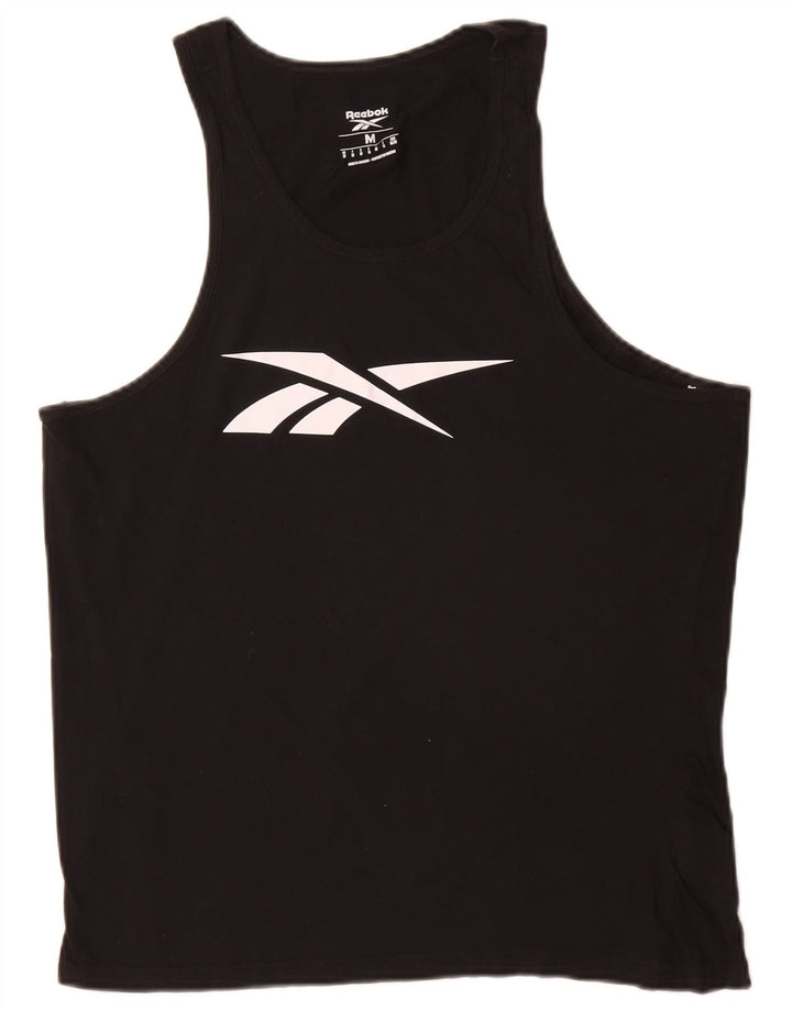 Reebok Mens Graphic Vest Top Medium Black Cotton