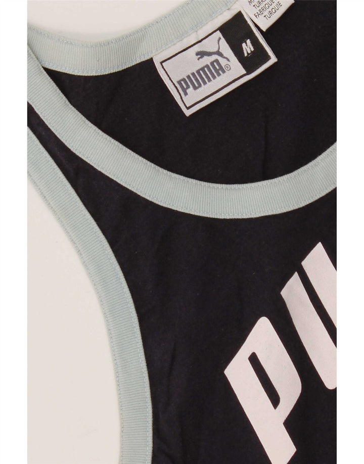 Puma Womens Graphic Vest Top UK 12 Medium Navy Blue