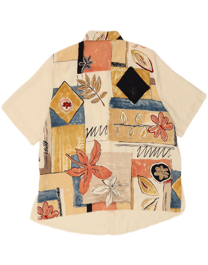 CANDA Womens Oversized Short Sleeve Shirt Blouse EU 44 XL Off White Floral Vintage Canda and Second-Hand Canda from Messina Hembry 