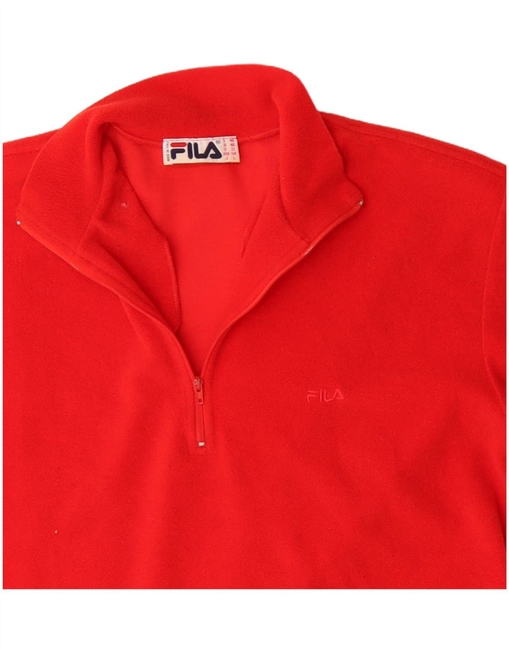Fila Mens Zip Neck Fleece Jumper IT 48 Medium Red Polyester