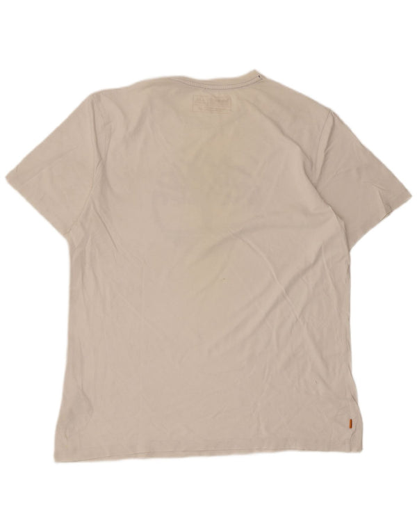Timberland Mens Regular Fit Graphic T-Shirt Top Large Off White Cotton