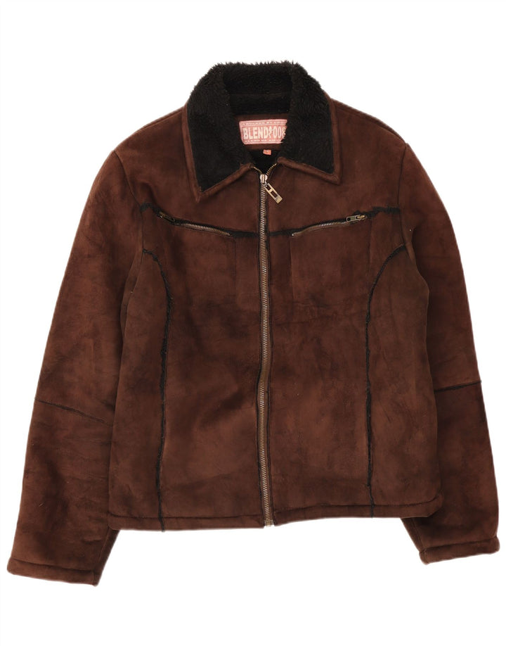Blend Of America Mens Sherpa Jacket UK 40 Large Brown Polyester