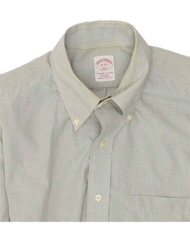 BROOKS BROTHERS Mens NON - IRON Shirt Size 16 4/5 Large Grey Check Cotton | Vintage Brooks Brothers | Thrift | Second-Hand Brooks Brothers | Used Clothing | Messina Hembry 