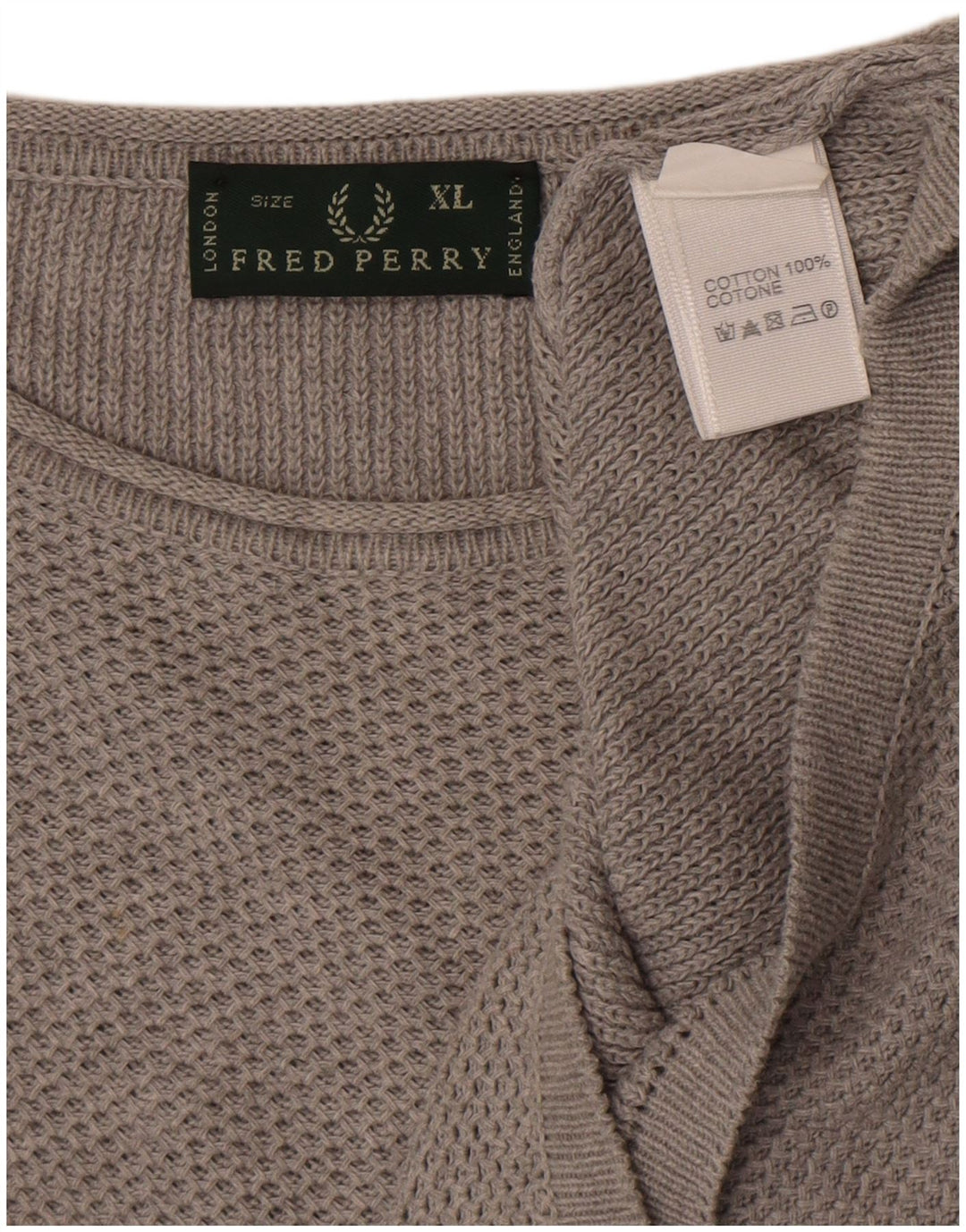Fred Perry Mens Boat Neck Jumper Sweater XL Grey Cotton