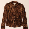 SPORTSTAFF Womens Velour Shirt UK 14 Large Brown Polyester Vintage Sportstaff and Second-Hand Sportstaff from Messina Hembry 