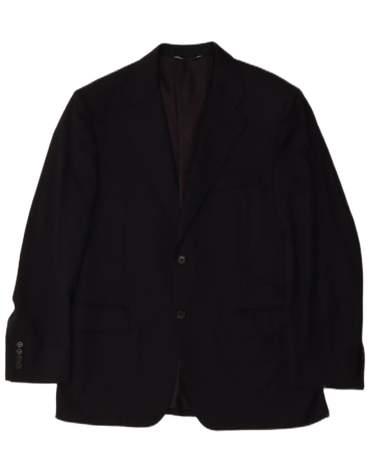 Canali Mens 2 Button Blazer Jacket IT 50 Large Navy Blue Wool