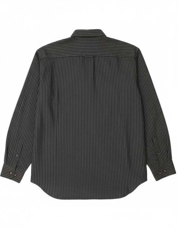 Trussardi Mens Shirt Size 40 Medium Black Pinstripe Polyester