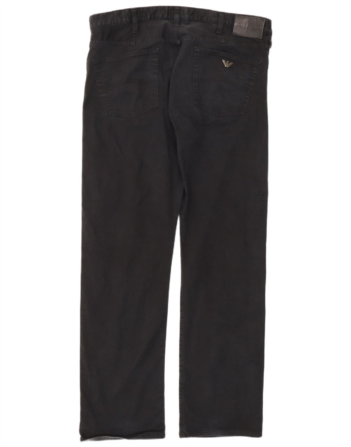 Armani Mens Regular Straight Jeans W38 L32 Black Cotton