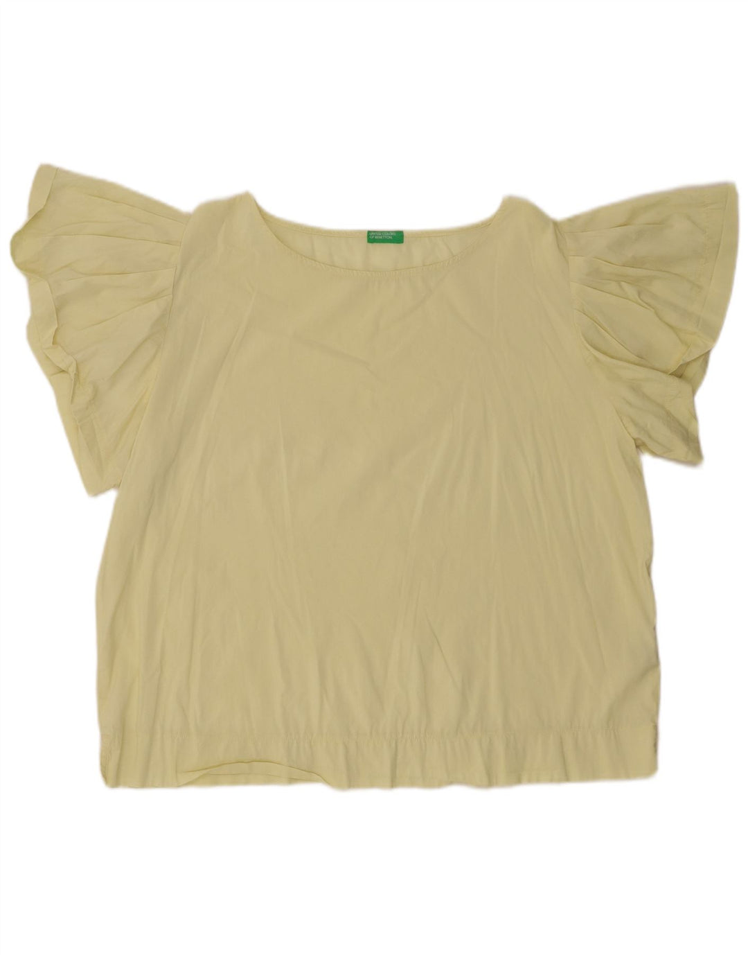 BENETTON Womens Batwing Blouse Top UK 18 XL Yellow Cotton