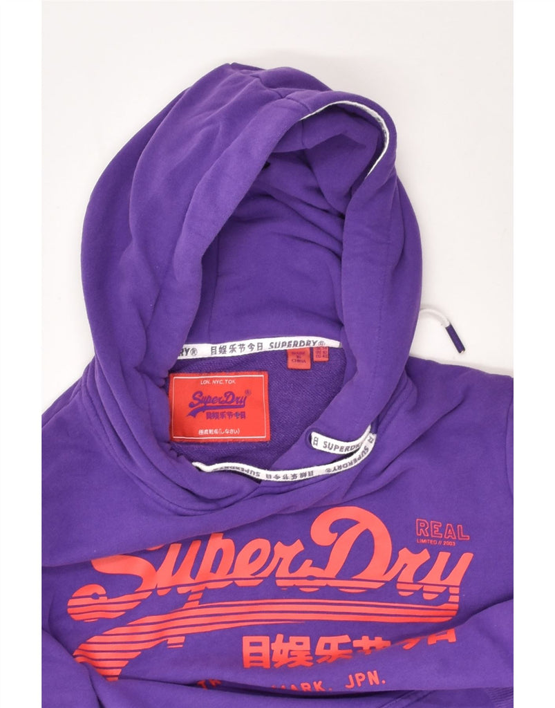 SUPERDRY Womens Graphic Hoodie Jumper UK 14 Large Purple Cotton | Vintage Superdry | Thrift | Second-Hand Superdry | Used Clothing | Messina Hembry 