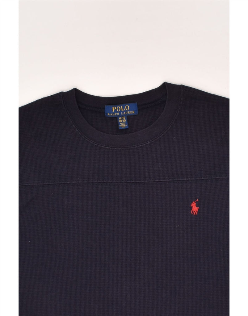 POLO RALPH LAUREN Boys Top Long Sleeve 15-16 Years XL Navy Blue Cotton | Vintage Polo Ralph Lauren | Thrift | Second-Hand Polo Ralph Lauren | Used Clothing | Messina Hembry 