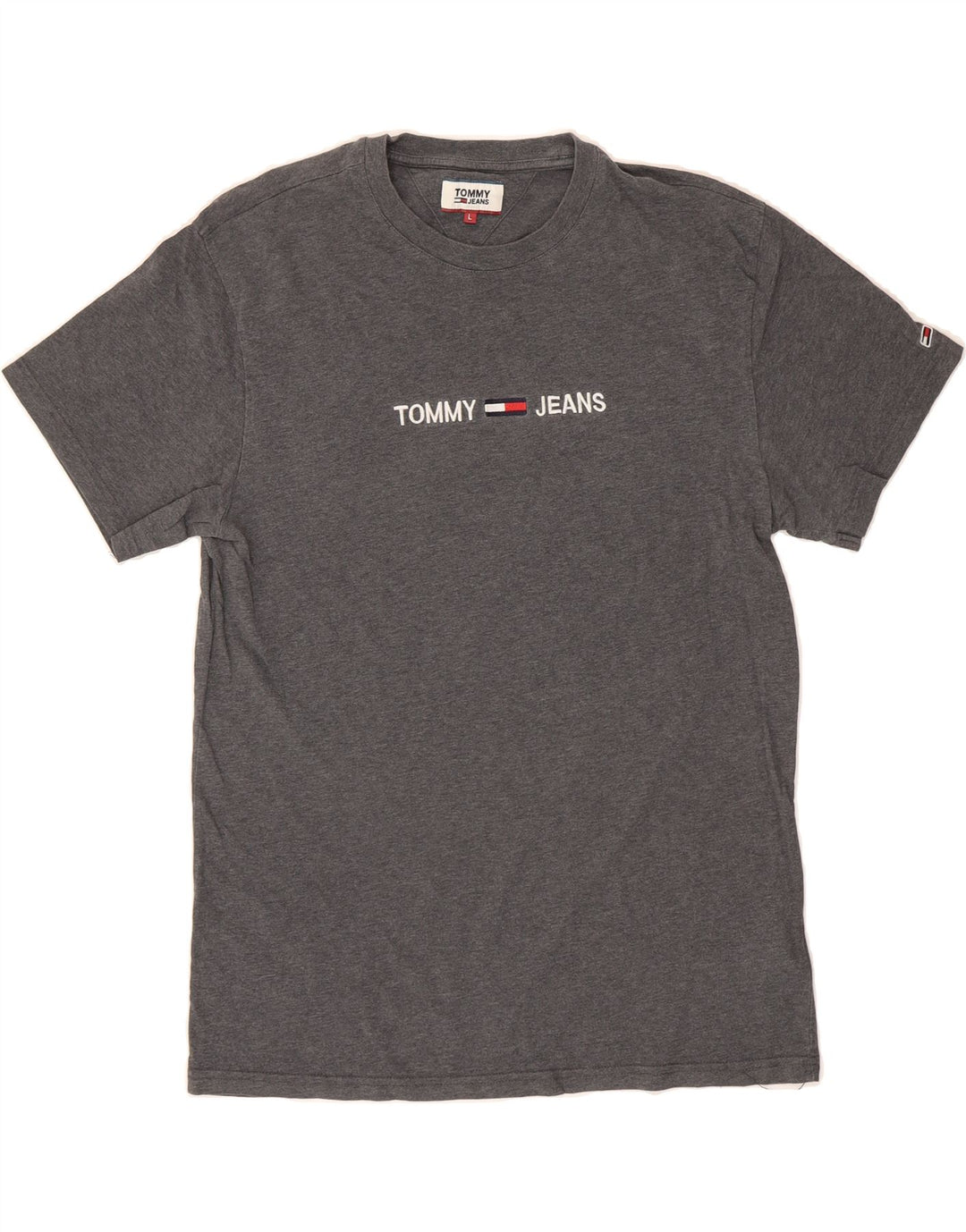 TOMMY HILFIGER Mens Graphic T-Shirt Top Large Grey Cotton Vintage Tommy Hilfiger and Second-Hand Tommy Hilfiger from Messina Hembry 