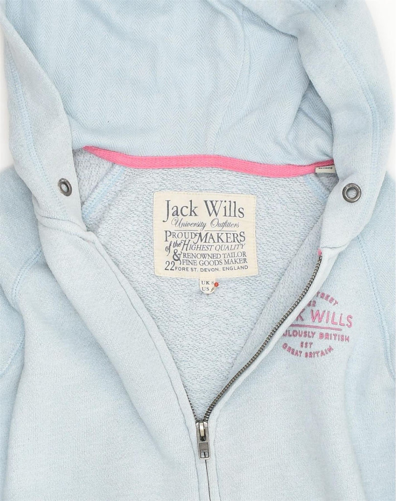 JACK WILLS Womens Zip Hoodie Sweater UK 8 Small Blue Cotton | Vintage Jack Wills | Thrift | Second-Hand Jack Wills | Used Clothing | Messina Hembry 