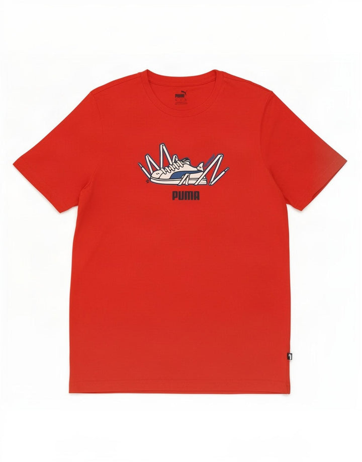 Puma Mens Graphic T-Shirt Top Medium Red Cotton
