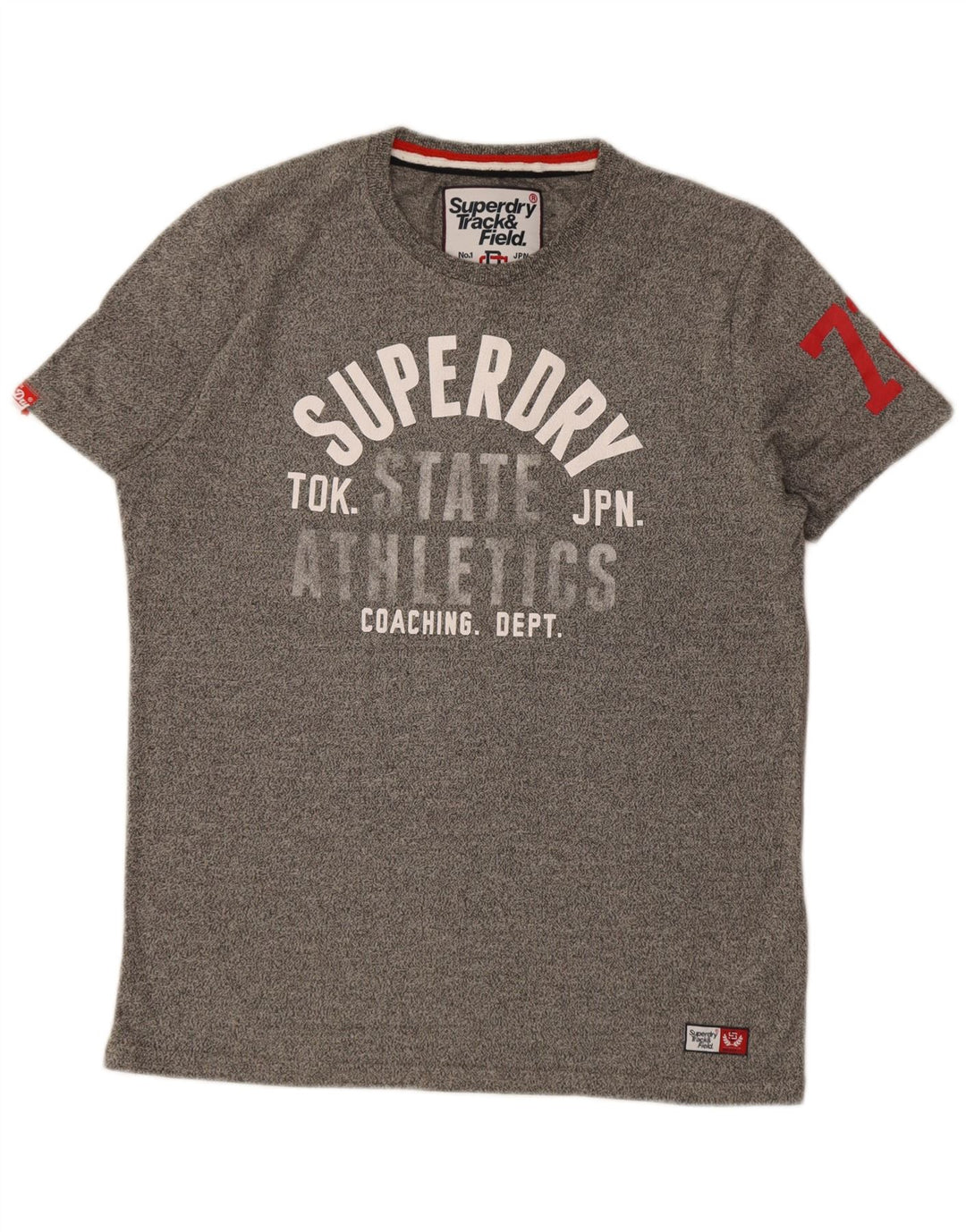 Superdry Mens Graphic T-Shirt Top Large Grey Flecked Cotton