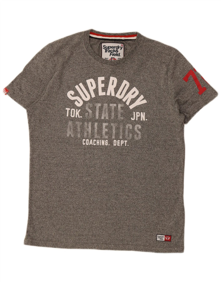 Superdry Mens Graphic T-Shirt Top Large Grey Flecked Cotton