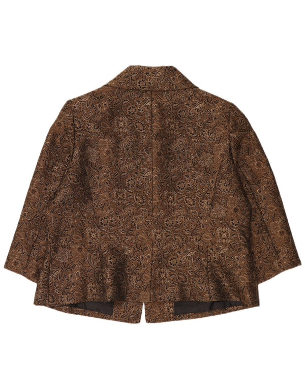 Tahari Womens 3/4 Sleeve 3 Button Blazer Jacket US 16 2XL Brown Paisley