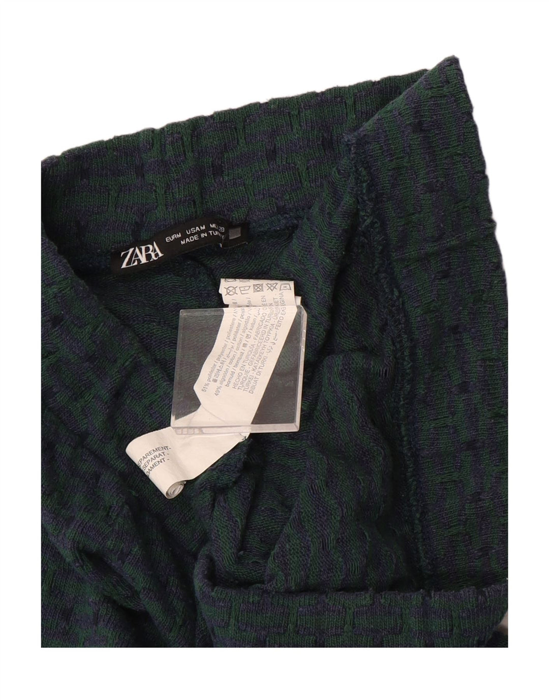 ZARA Womens Straight Cropped Trousers Medium W28 L25 Green Geometric