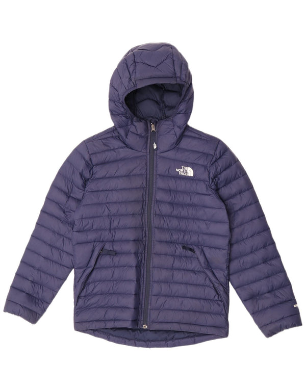 The North Face Boys Hooded Padded Jacket 11-12 Years Large Navy Blue Nylon