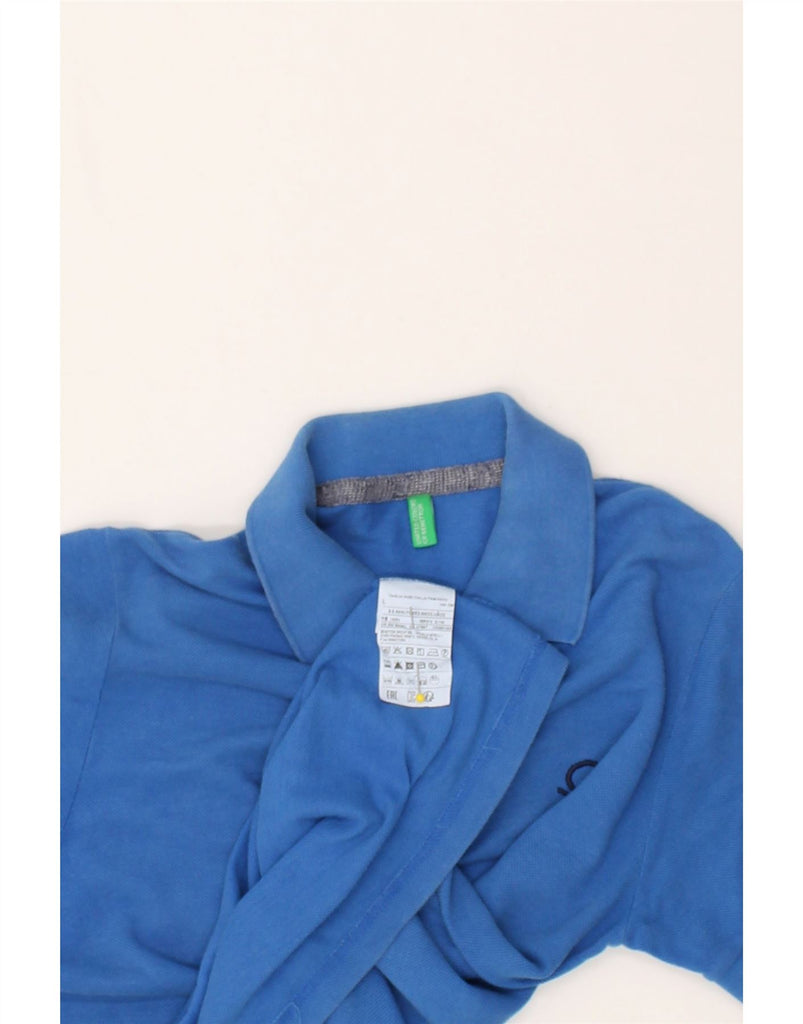 BENETTON Boys Polo Shirt 8-9 Years Blue Cotton | Vintage Benetton | Thrift | Second-Hand Benetton | Used Clothing | Messina Hembry 