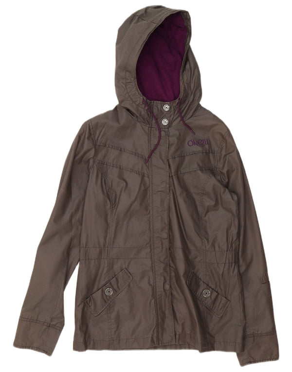 O'Neill Womens Hooded Windbreaker Jacket UK 14 Medium Grey Cotton